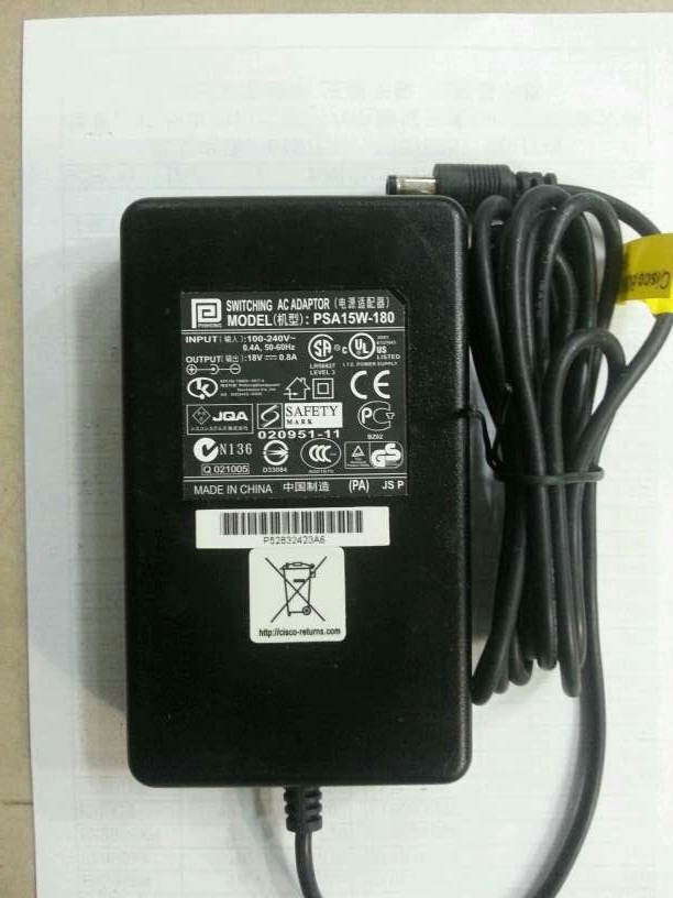 New PHIHONG PSA15W-180 18V 0.8A power adapter supply